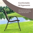 Pemberly Row Set of 4 Patio Dining Chairs Stackable Armrest in Brown
