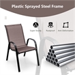 Pemberly Row Set of 4 Patio Dining Chairs Stackable Armrest in Brown