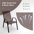 Pemberly Row Set of 4 Patio Dining Chairs Stackable Armrest in Brown