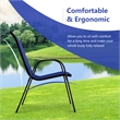 Pemberly Row Set of 4 Patio Dining Chairs Stackable Armrest in Navy