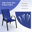 Pemberly Row Set of 4 Patio Dining Chairs Stackable Armrest in Navy