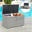 Pemberly Row 88 Gallon Garden Patio Rattan Storage Container Box Bin Shelf Gray