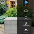 Pemberly Row 88 Gallon Garden Patio Rattan Storage Container Box Bin Shelf Gray