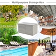 Pemberly Row 88 Gallon Garden Patio Rattan Storage Container Box Bin Shelf Gray