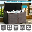 Pemberly Row 88 Gallon Garden Patio Rattan Storage Container Box Bin Shelf Brown