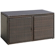 Pemberly Row 88 Gallon Garden Patio Rattan Storage Container Box Bin Shelf Brown