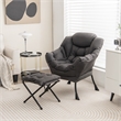 Pemberly Row Sofa Chair Accent Leisure Armchair with Folding Footrest Gray
