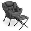 Pemberly Row Sofa Chair Accent Leisure Armchair with Folding Footrest Gray