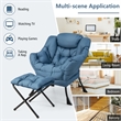 Pemberly Row Sofa Chair Accent Leisure Armchair with Folding Footrest Blue