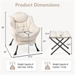 Pemberly Row Sofa Chair Accent Leisure Armchair with Folding Footrest Beige