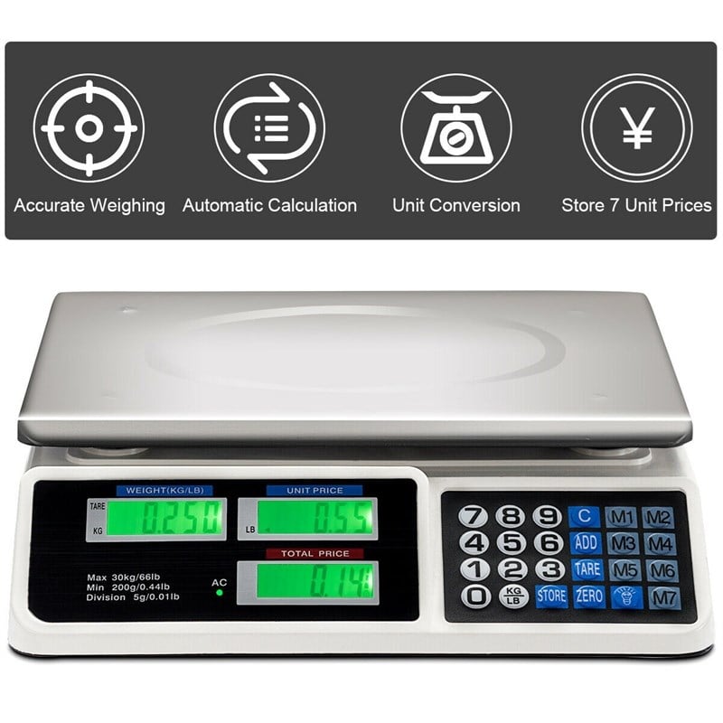Pemberly Row Digital Weight Scale Price Computing Retail Count Food Meat Scales