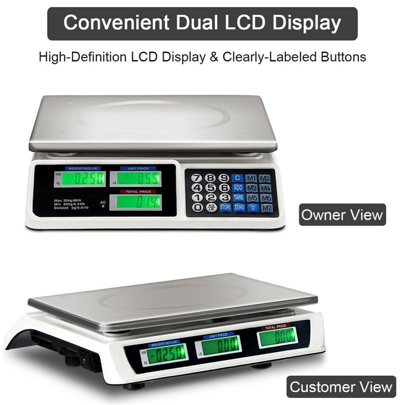 Pemberly Row Digital Weight Scale Price Computing Retail Count Food Meat Scales