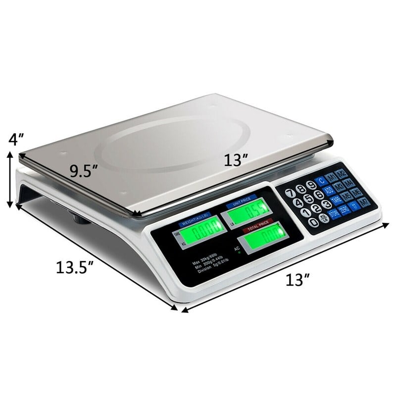 Pemberly Row Digital Weight Scale Price Computing Retail Count Food Meat Scales