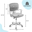 Pemberly Row Kids Height Children Study Chair w/Auto Brake Casters Gray