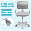 Pemberly Row Kids Height Children Study Chair w/Auto Brake Casters Gray