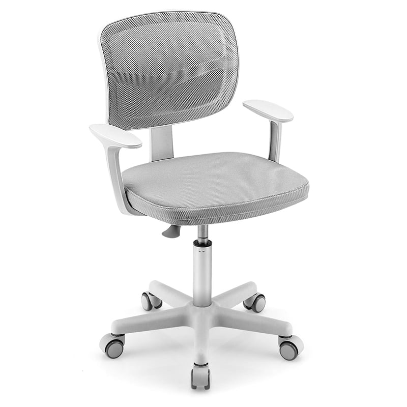 Pemberly Row Kids Height Children Study Chair w/Auto Brake Casters Gray
