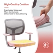 Pemberly Row Kids Height Children Study Chair w/Auto Brake Casters Pink