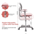 Pemberly Row Kids Height Children Study Chair w/Auto Brake Casters Pink