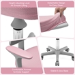 Pemberly Row Kids Height Children Study Chair w/Auto Brake Casters Pink