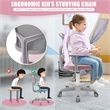 Pemberly Row Kids Height Children Study Chair w/Auto Brake Casters Pink