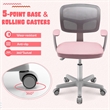 Pemberly Row Kids Height Children Study Chair w/Auto Brake Casters Pink