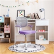 Pemberly Row Kids Height Children Study Chair w/Auto Brake Casters Purple