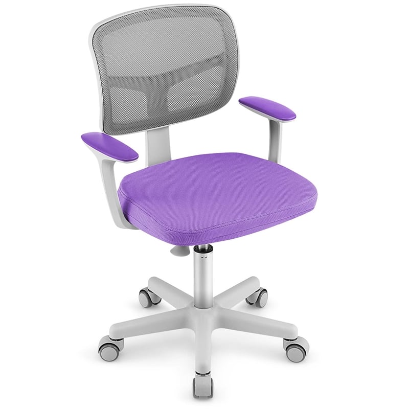 Pemberly Row Kids Height Children Study Chair w/Auto Brake Casters Purple