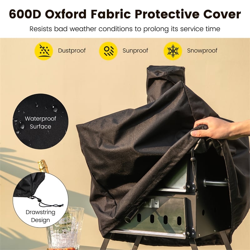 Pemberly Row 2 Layer Pizza Oven Wood Fired Grill Pizza Maker w/Waterproof Cover