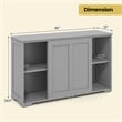 Pemberly Row Kitchen Storage Cabinet Sideboard Buffet Cupboard Wood Sliding Door