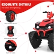 Pemberly Row 12V Kids 4 Wheeler ATV Quad Ride On Car w/ LED Lights Music USB Red