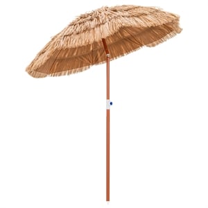 Pemberly Row Patio 6FT Tropical Thatched Beach Umbrella Portable Outdoor Natural