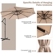 Pemberly Row Solar Powered 32LED Lighted Patio Offset Umbrella Outdoor Beige