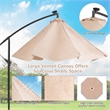 Pemberly Row Solar Powered 32LED Lighted Patio Offset Umbrella Outdoor Beige