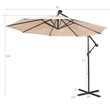 Pemberly Row Solar Powered 32LED Lighted Patio Offset Umbrella Outdoor Beige