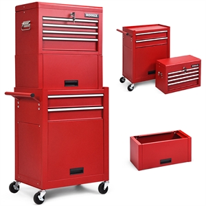 Pemberly Row High Capacity Rolling Tool Chest Storage Cabinet Toolbox Red