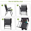 Pemberly Row 4Pc Patio Folding Chair W/Armrest Portable Camping Lawn Garden Gray