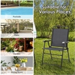 Pemberly Row 4Pc Patio Folding Chair W/Armrest Portable Camping Lawn Garden Gray