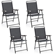 Pemberly Row 4Pc Patio Folding Chair W/Armrest Portable Camping Lawn Garden Gray