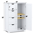 Pemberly Row Bathroom Storage Wooden 4 Drawer Cabinet Cupboard 2 Shelves White