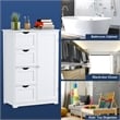 Pemberly Row Bathroom Storage Wooden 4 Drawer Cabinet Cupboard 2 Shelves White