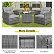 Pemberly Row 3PCS Patio Furniture Bistro Set Sofas Side Table Armrest Gray