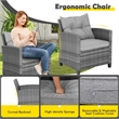 Pemberly Row 3PCS Patio Furniture Bistro Set Sofas Side Table Armrest Gray