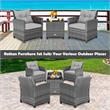 Pemberly Row 3PCS Patio Furniture Bistro Set Sofas Side Table Armrest Gray