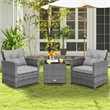 Pemberly Row 3PCS Patio Furniture Bistro Set Sofas Side Table Armrest Gray