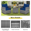 Pemberly Row 3PCS Patio Furniture Bistro Set Sofas Side Table Armrest Navy