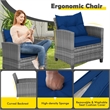 Pemberly Row 3PCS Patio Furniture Bistro Set Sofas Side Table Armrest Navy