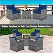 Pemberly Row 3PCS Patio Furniture Bistro Set Sofas Side Table Armrest Navy