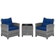 Pemberly Row 3PCS Patio Furniture Bistro Set Sofas Side Table Armrest Navy