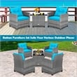 Pemberly Row 3PCS Patio Furniture Bistro Set Sofas Side Table Armrest Turquoise