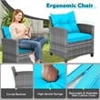Pemberly Row 3PCS Patio Furniture Bistro Set Sofas Side Table Armrest Turquoise